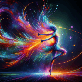 Abstracte weergave van energie en liefde op atomair en energetisch niveau